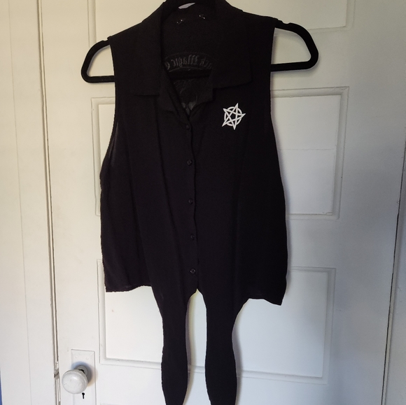 Spooky Tie-Up Button Blouse - Picture 5 of 8